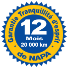 Garantie NAPA 12 mois ou 20 000 km offerte chez Mécanique & Transport Steeve Samson à Saint-Gilles, Québec.